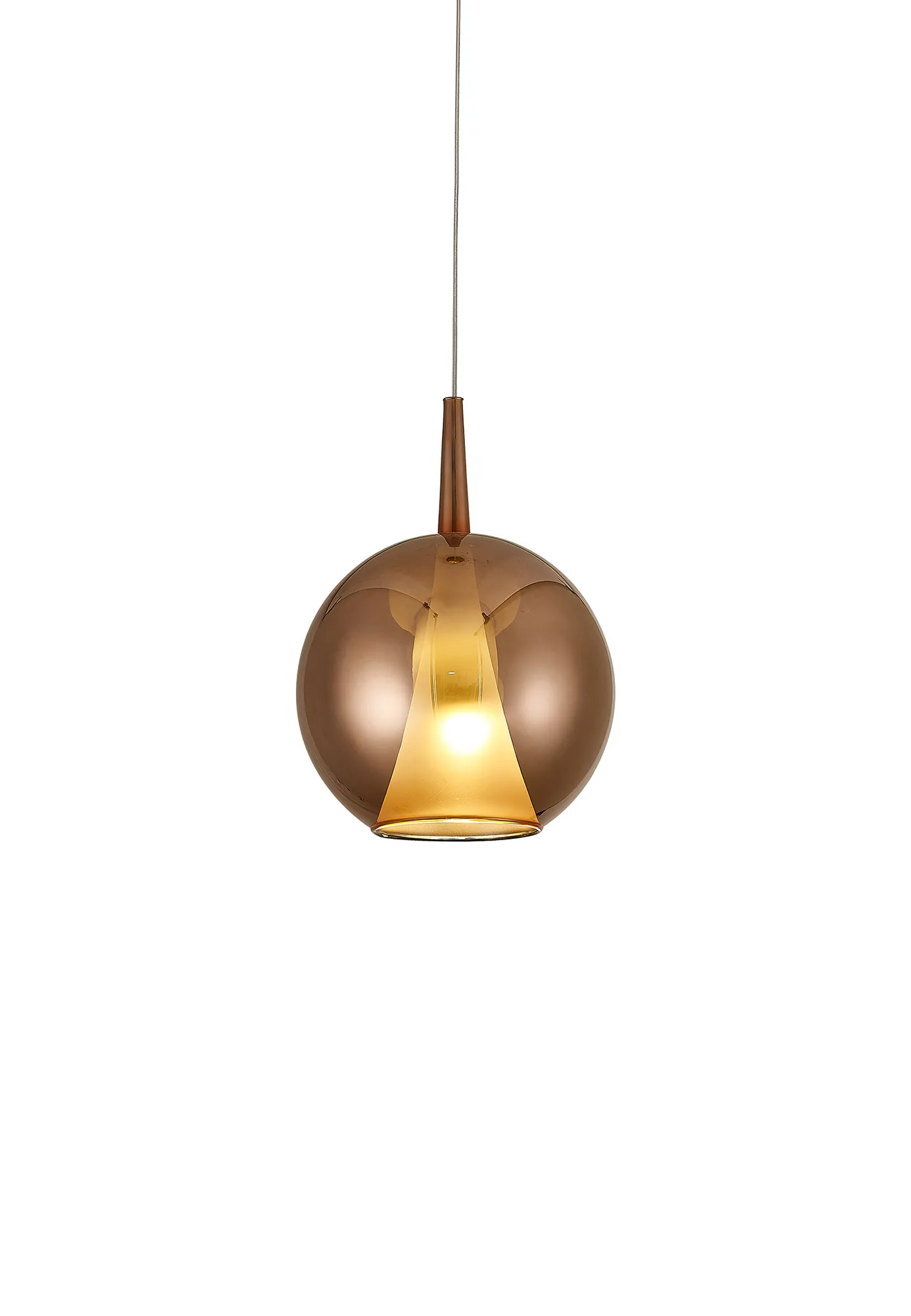 M8241  Elsa Assembly Pendant (WITHOUT PLATE) Round Shade 1 Light Copper Glass